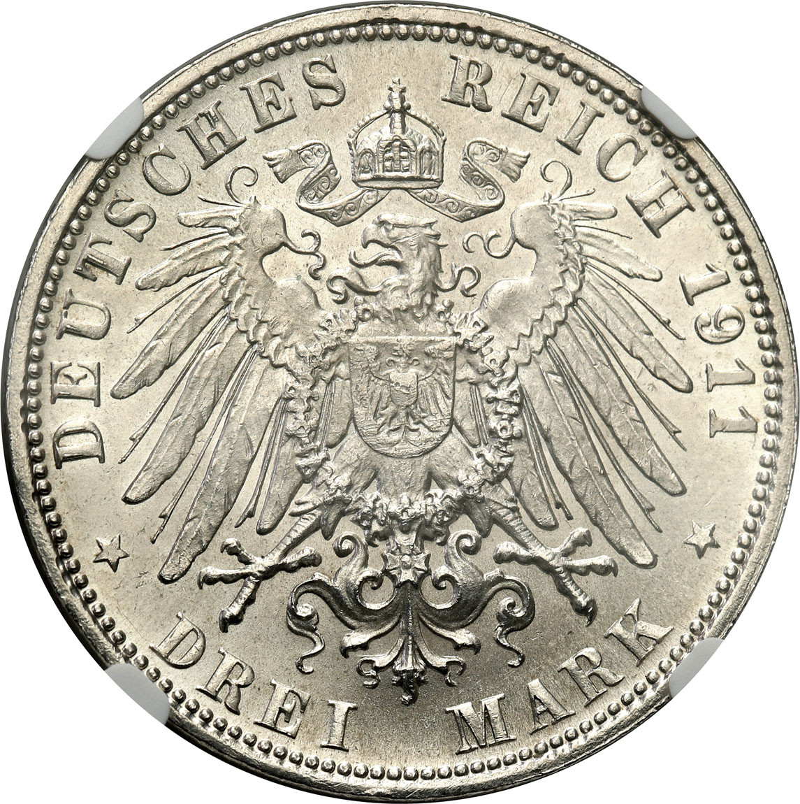 Niemcy, Bawaria. 3 marki 1911 D, Monachium NGC UNC